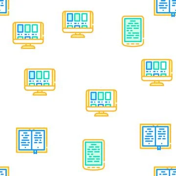 Book Library Shop Vector Seamless Pattern Illustrazione stock