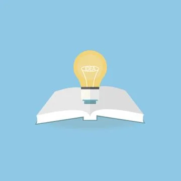 Book with light bulb, flat design, EPS10 Stock Illustration