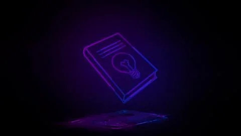 Book with a light bulb in neon effect mp4 video Illustrazione stock