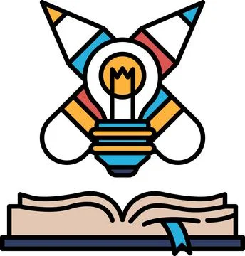 A book with a light bulb on top of it Stock Illustration