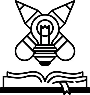Book with a light bulb on top of it Stock Illustration