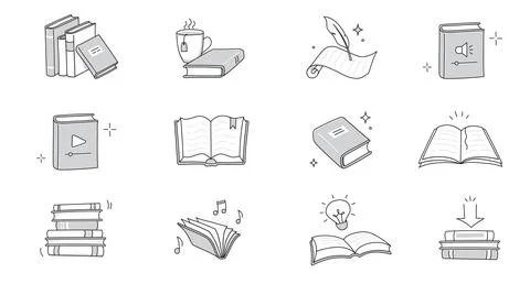 Book line doodle icon set. Hand drawn sketch doodle style line icon book, diary Stock Illustration