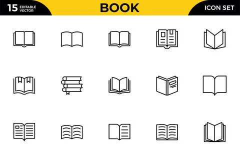 Book line icon set for school and education. Various books, literature, dic.. Stock Illustration