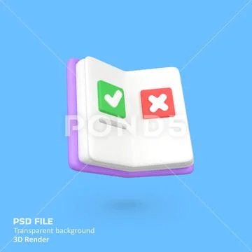 Book list isolated 3d render icon illustration PSD Template