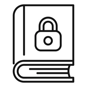 Book lock icon outline vector. Cipher data Illustrazione stock