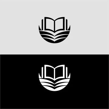 Book logo design education learning study knowledge library open book icon Stock Illustration