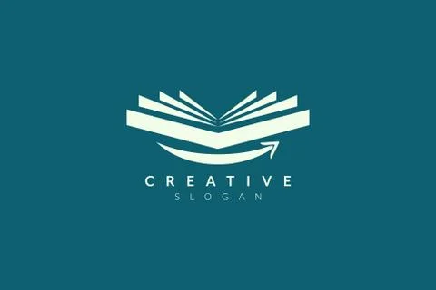 Book logo design opens with a smile. Minimalist and modern vector illustratio Stock Illustration
