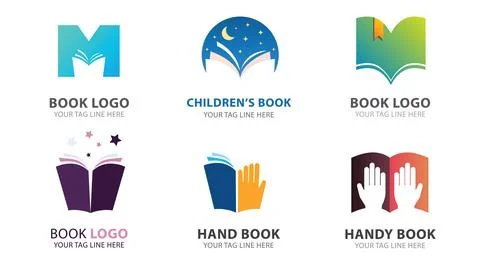 Book Logo Templates Set Bookstore Library Publishing Logos Illustrazione stock