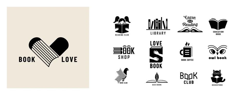 Book logo vector design illustration. Abstract business brand concept with book Stock Illustration