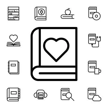 Book, love flat vector icon in books pack Stock Illustration