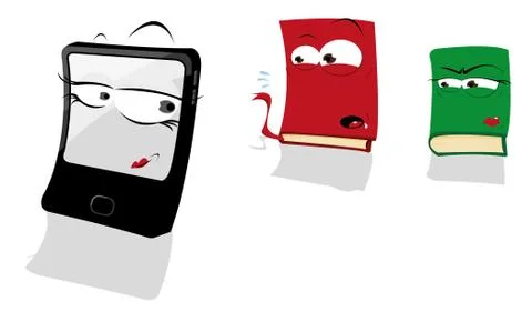 Book in love with a tablet Stock Illustration