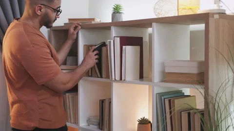 Book lover home library intelligent man literature Stock Footage 201744261