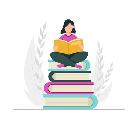 Book lover, reading, library concept. Stock Illustration