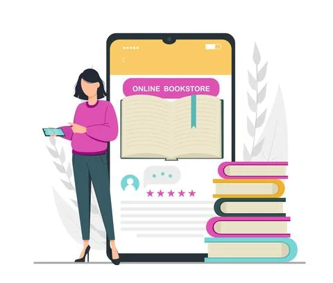 Book lover, reading, library concept Stock Illustration