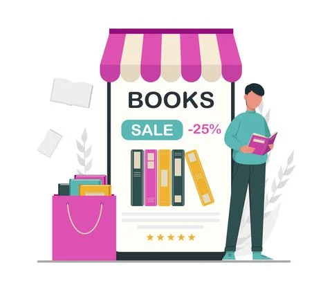 Book lover, reading, library concept Stock Illustration