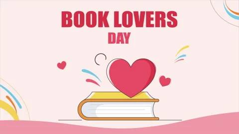 Book lovers day postcard banner Vídeo Stock 340584355