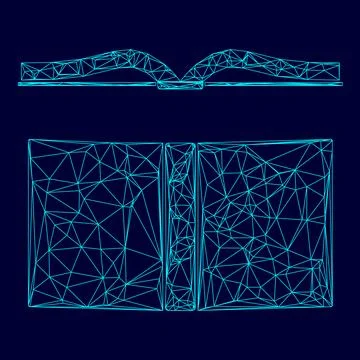 Book low poly triangulation triangulated polygonal electric cyan blue vibrant Ilustración de archivo