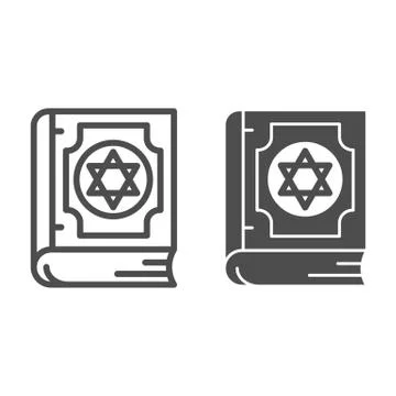 Book of magic line and solid icon, halloween concept, book with magic symbol 스톡 일러스트