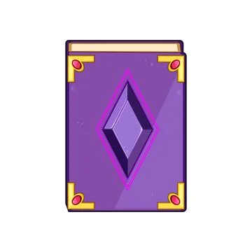 Book of magic spells featuring a purple gem Stock Illustration
