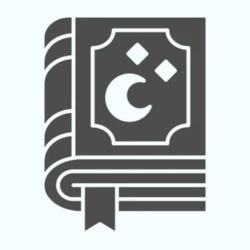 Book of magic spells solid icon. Wizard pocketbook with moon and stars Stock Illustration