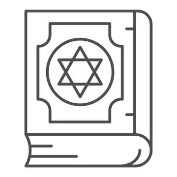 Book of magic thin line icon, halloween concept, book with magic symbol sign on Stock Illustration