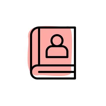 Book, mans with color shadow vector icon in book set Stock Illustration