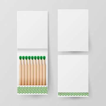 Book Of Matches Vector. Top View Closed Opened Blank. For Adding Your Packing Stock Illustration