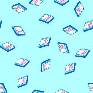 Book math science education isometric icon seamless pattern Stock Illustration
