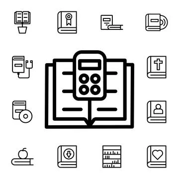 Book, maths flat vector icon in books pack Stock Illustration
