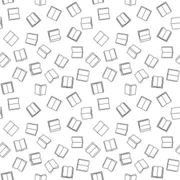 Book minimal seamless outline pattern. Vector background Stock Illustration