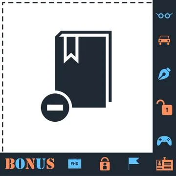 Book minus icon flat Illustrazione stock