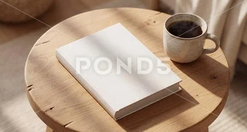 Book mockup on a table with a coffee cup PSD Template
