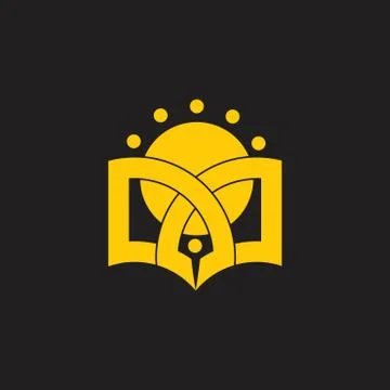 Book moon learning education logo vector Stock Illustration