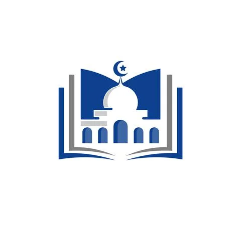 Book with Mosque logo design vector Stock Illustration
