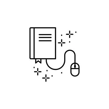 Book, mouse icon. Simple line, outline vector of online educationa icons for ui Stock Illustration