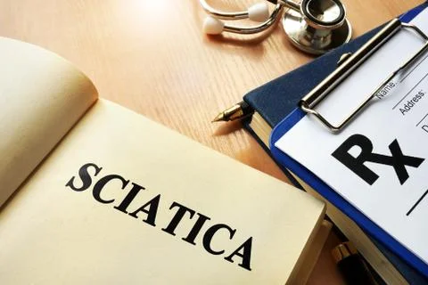 Book with name sciatica. Medical concept. Stock Photos