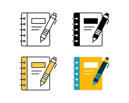 Book note icon vector design in 4 style line, glyph, duotone, and flat. Stock Illustration