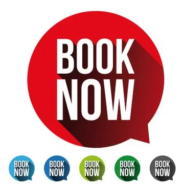Book Now button label set Stock Illustration