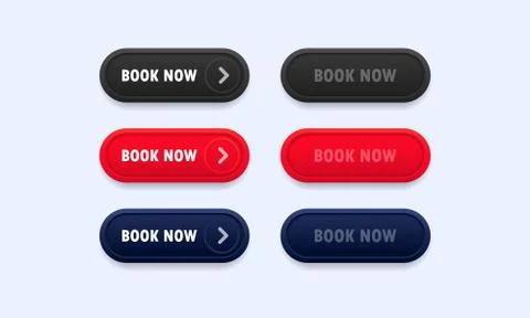 Book now button set. For website. Vector on isolated white background. EPS 10 Stock Illustration