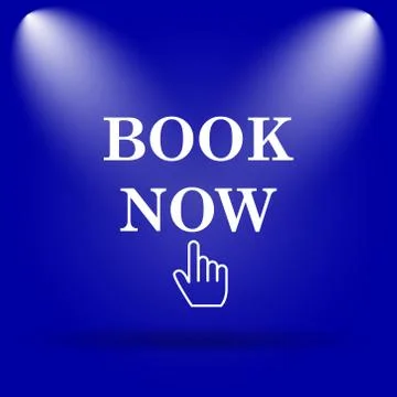 Book now icon. Flat icon on blue background.. 스톡 일러스트