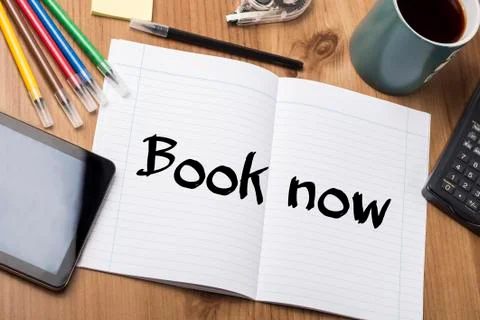 Book now - Note Pad With Text Photos