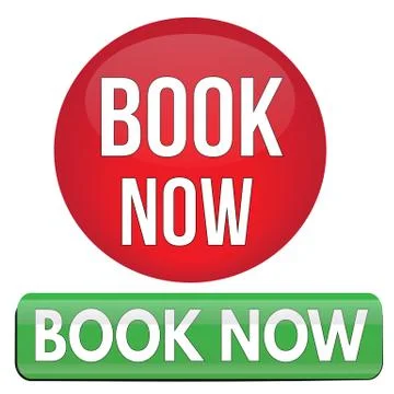 Book now round and square website glossy button Stock Illustration