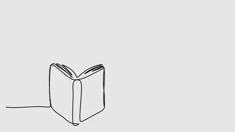 Book, one line drawing animation. Video clip with alpha channel. Stock Footage 264904743