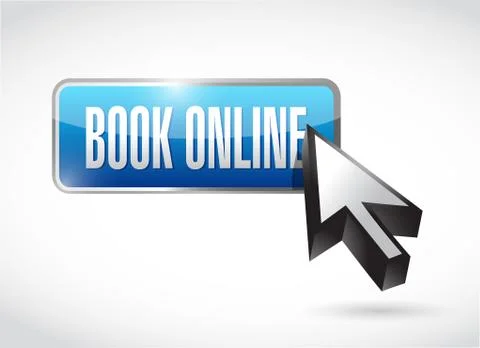 Book online button and cursor. illustration design Illustrazione stock