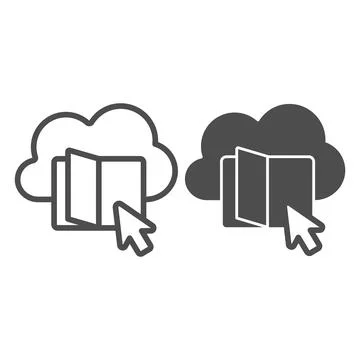 Book with online cloud line and solid icon, online education concept, Online Stock Illustration