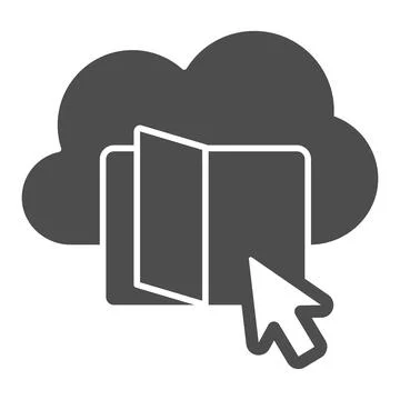 Book with online cloud solid icon, online education concept, Online Library sign 스톡 일러스트