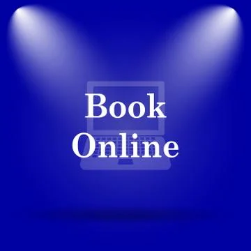 Book online icon. Flat icon on blue background.. Stock Illustration