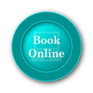  Book online icon. Internet button on white background. 스톡 일러스트