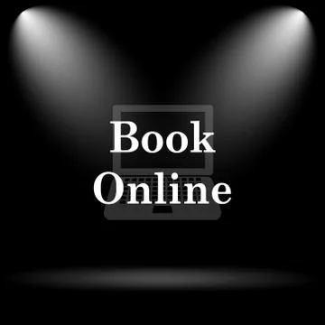Book online icon. Internet button on black background.. 스톡 일러스트