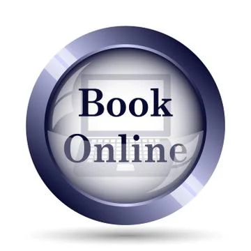 Book online icon. Internet button on white background.. 스톡 일러스트